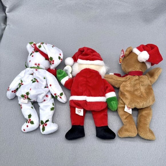 Christmas Holiday Plush Lot Santa Teddy Bear Holly & Berry Bear Stuffed Toys TY - Picture 2 of 8